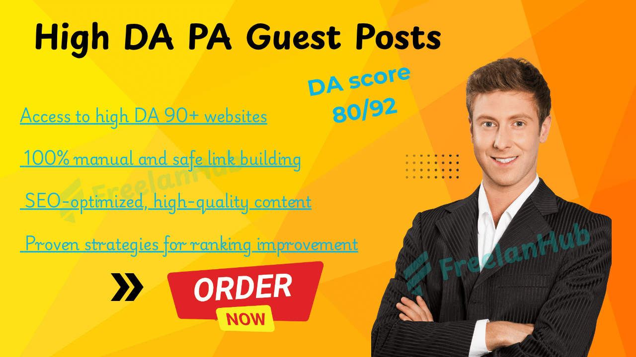 Titel :I will publish 15 guest posts on DA 90 dofollow guest posting sites